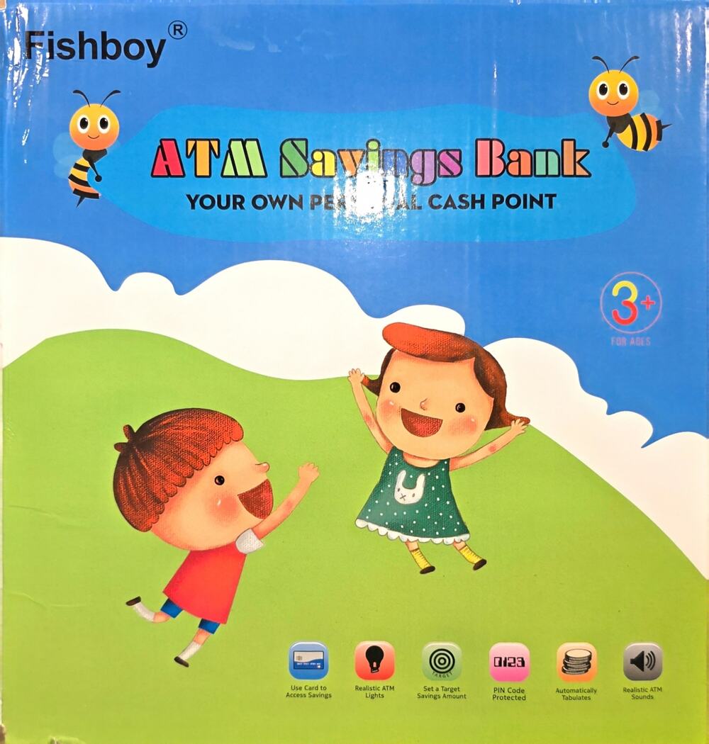 FISHBOY'S Mini ATM Savings Banķ Realistic Sounds Piggy Bank Debit Card Digital